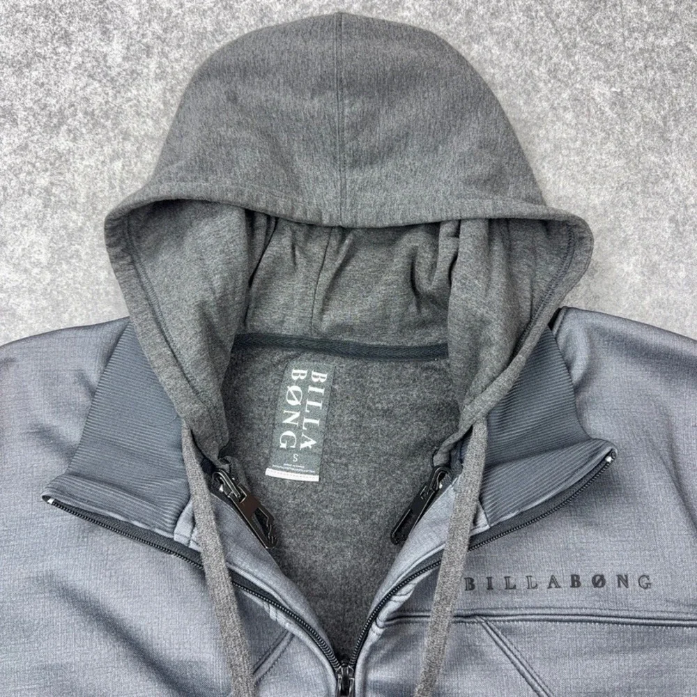 Billabong‎ Jacket Mens Small Gray 2-in-1 Fleece Lined Hooded Full Zip Surf Y2K
